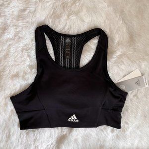 Adidas Black & White  Aeroready 3-Stripes Sports Bra, Medium